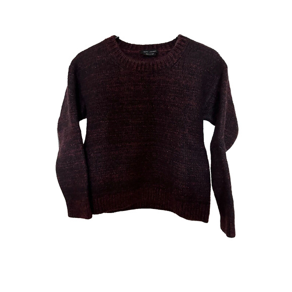 MARC JACOBS Two Toned Burgundy Black Wool Crew Neck Pullover Sweater Size M - Picture 1 of 8